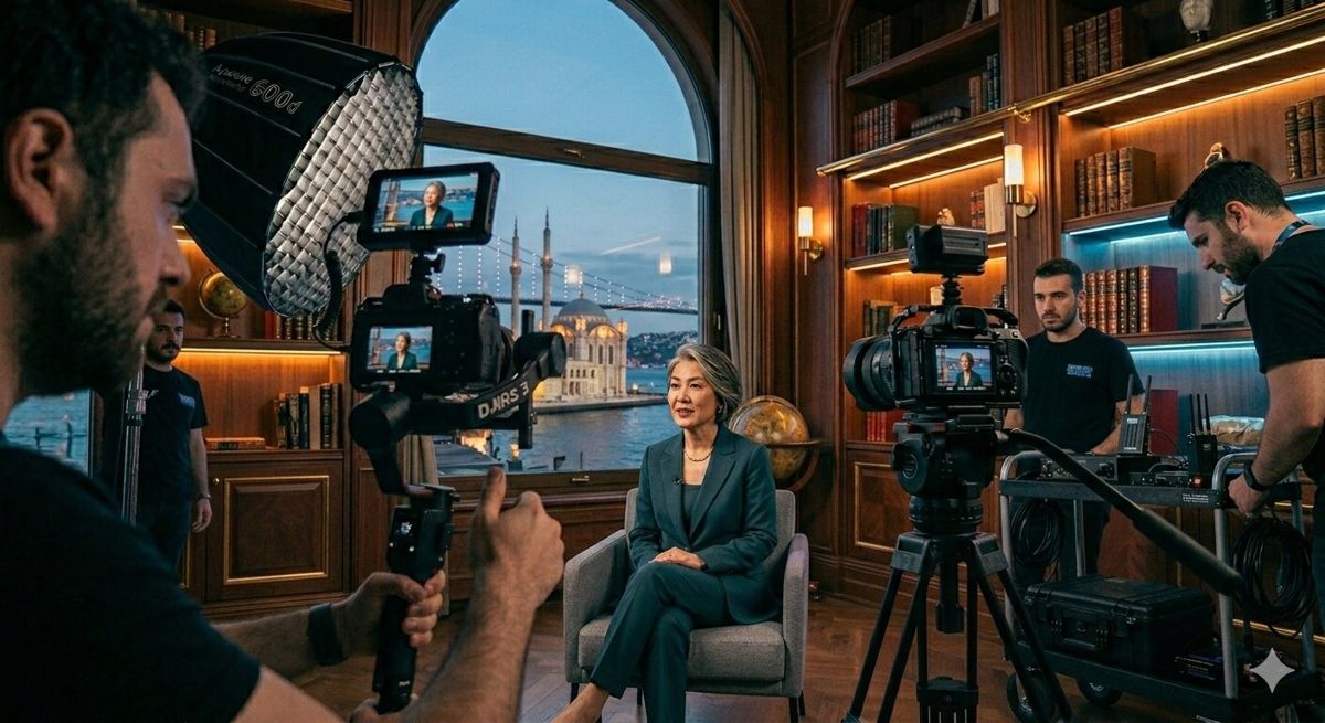 Kurumsal video prodüksiyon sürecinde röportaj çekimi
